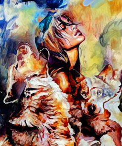 Woman With Wolves paint By Numbers