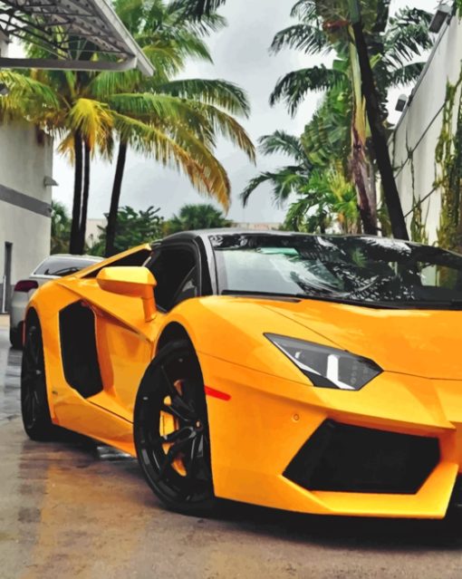 Yellow Lamborghini paint By Numbers
