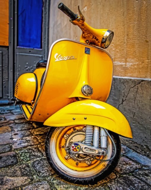 Yellow Vespa 60s paint By Numbers