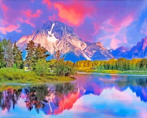 Alaska Landscape At Sunset paint by numbers