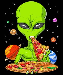 Alien Eating Pizza paint by numbers