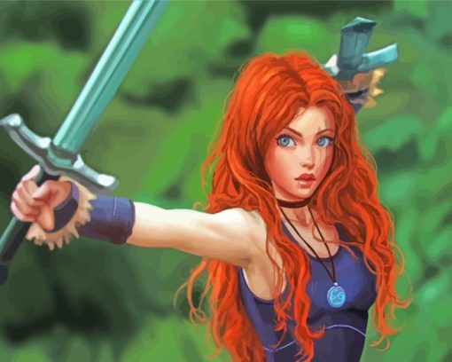 Scottish Celtic Warrior Female paint by numbers