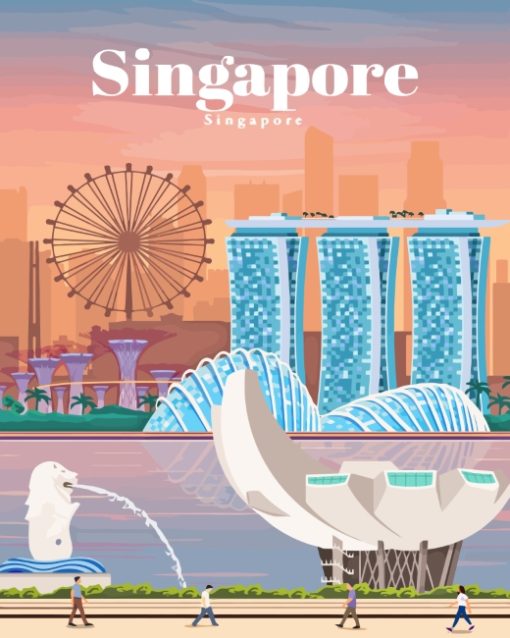 Asia Singapore Poster Paint by numbers