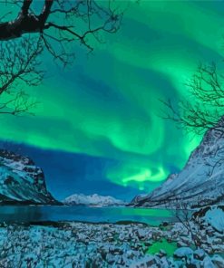 Winter Aurora Northern Lights paint by numbers