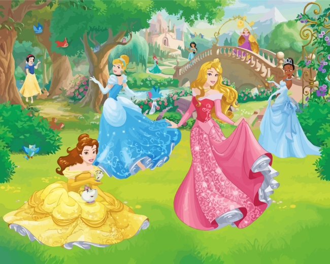 Belle And Princesses Paint By Numbers - Canvas Paint by numbers