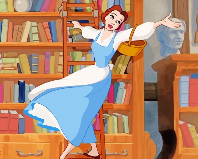 Belle In Library paint by numbers