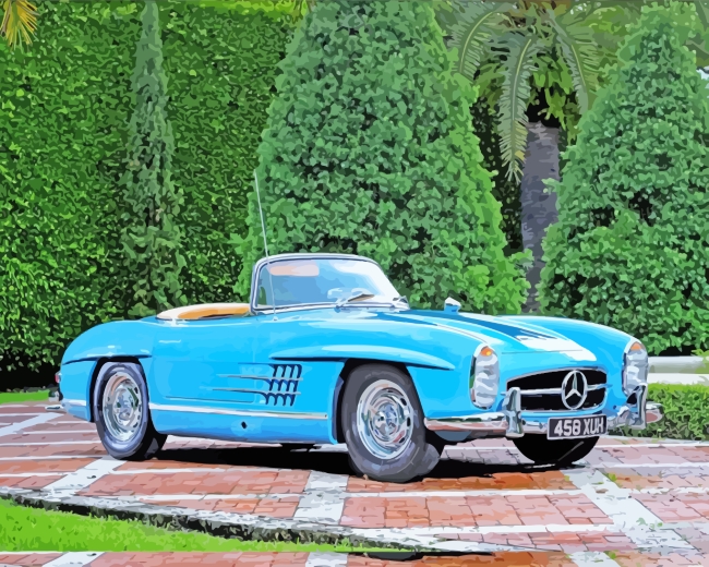 Aesthetic Blue Mercedes Benz paint by numbers