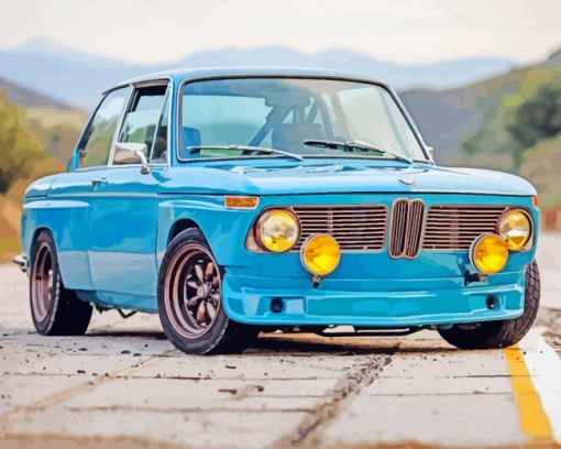 Blue Vintage BMW Car paint by numbers