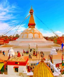 Boudha Stupa Kathmandu Nepal paint by numbers
