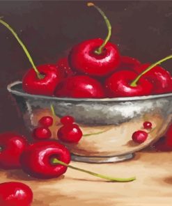 Cherries Fruits In Bowl paint by numbers