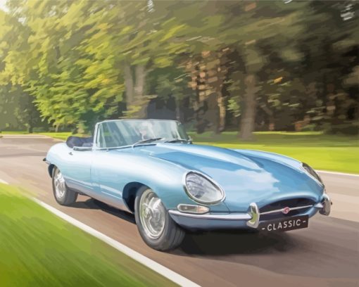 Classic Blue Jaguar Car paint by numbers