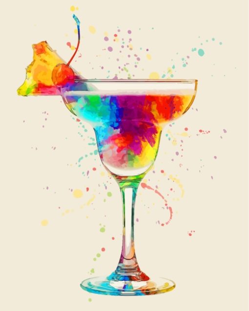 Colorful Cocktail Drink Glass paint by numbers