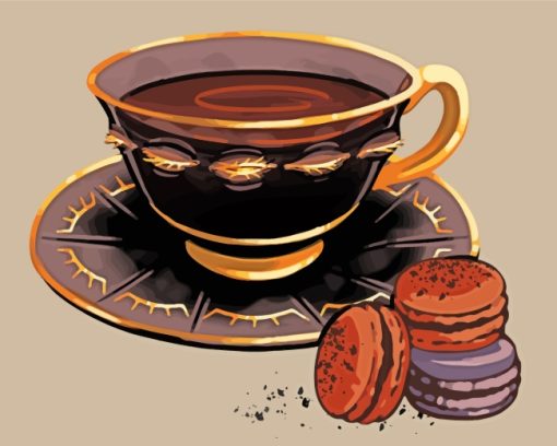 Coffee Cup And Macaroons paint by numbers