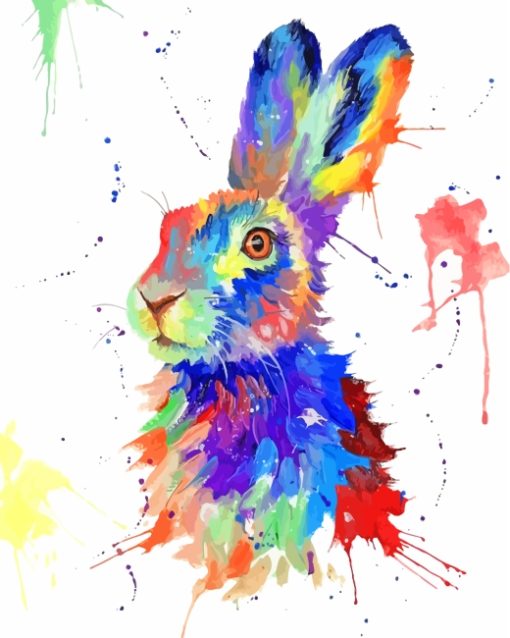 Colorful Hare Art paint by numbers