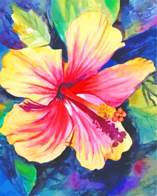 Colorful Hibiscus Flower paint by numbers