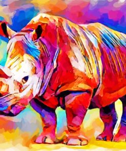 Colorful Rhino Animal Art paint by numbers