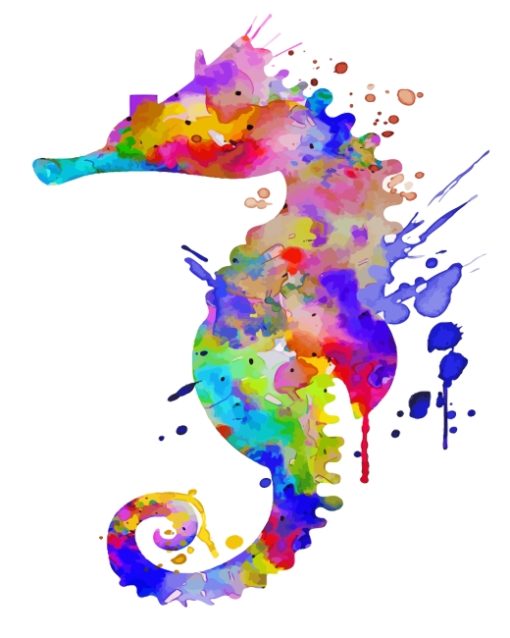 Splatter Colorful Seahorse paint by numbers