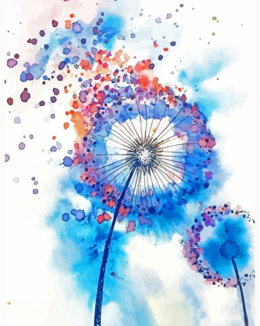 Colorful Dandelion Art paint by numbers