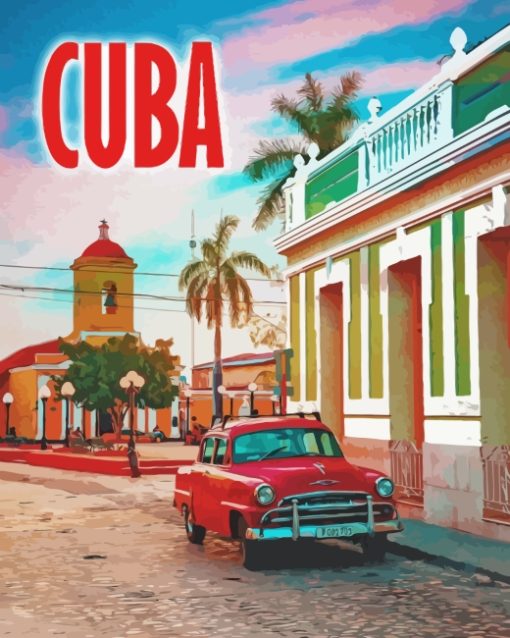Red Car In Cuba City paint by numbers