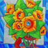 Cubist Sunflowers Vase paint by numbers