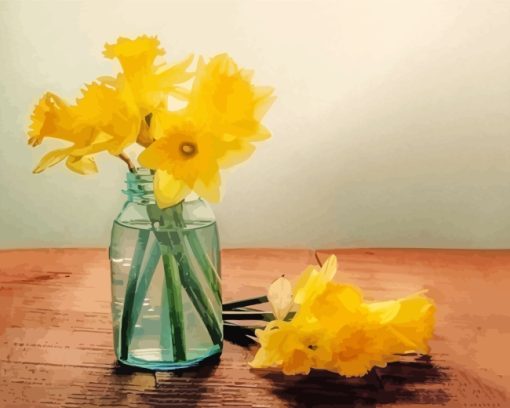 Daffodil In Glass Jar paint by numbers
