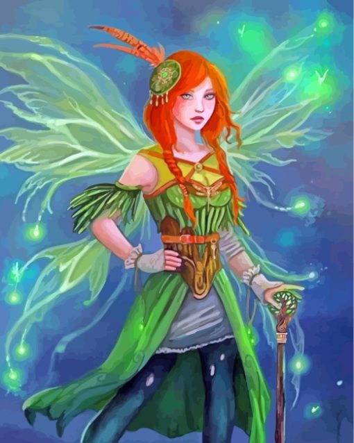 Aesthetic Green Fairy paint by numbers