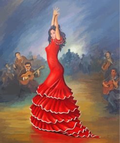 Flamenco Dancer With Red Dress paint by numbers