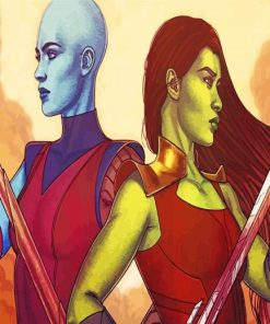 Gamora And Nebula Marvel paint by numbers