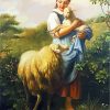 Sheep And Girl paint by numbers