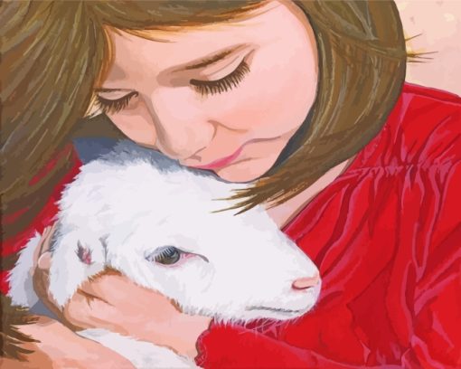 Girl With Lambpaint by numbers