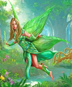 Green Elf Fairy paint by numbers
