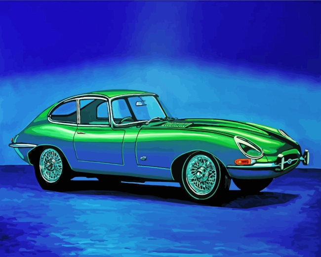 Green Jaguar Car paint by number