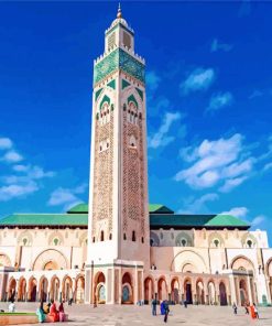 Aesthetic Hassan II Mosque paint by numbers