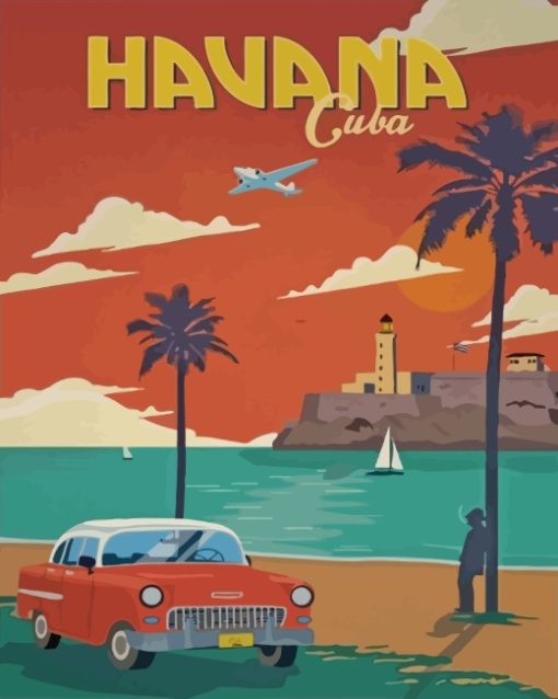 Havana Cuba City Poster paint by numbers