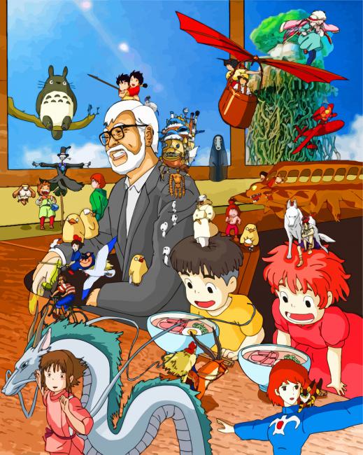 Hayao Miyazaki Characters Paint By Numbers - Canvas Paint by numbers