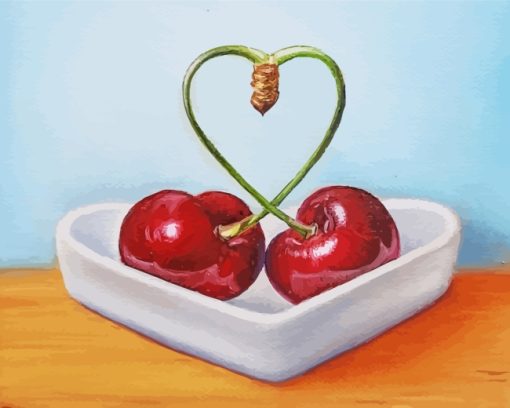 Heart Cherries Fruits paint by numbers