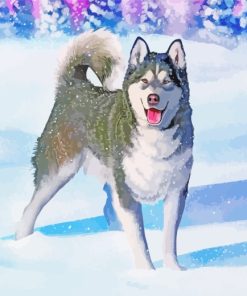 Huskies Dog In Snow paint by numbers