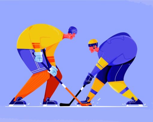 Ice Hokey Players Illustration paint by numbers