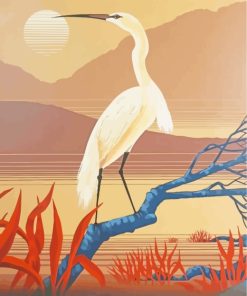 Illustration Egret Bird paint by numbers