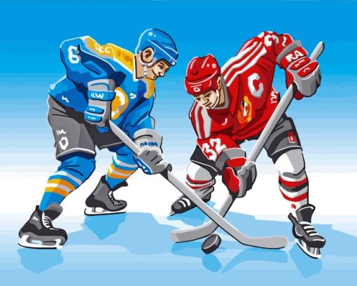 Illustration Ice Hokey Players paint by numbers