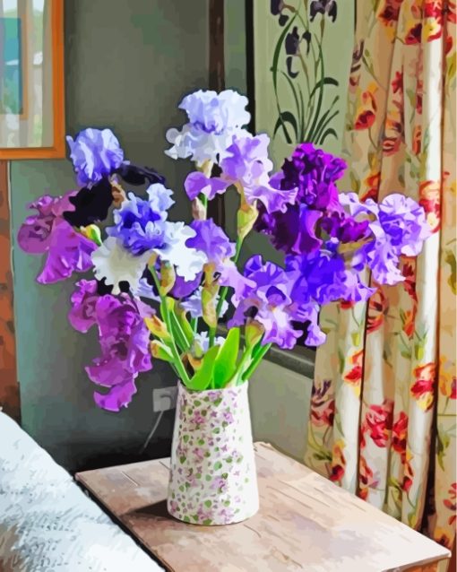 Irises Flowers Vase paint by numbers