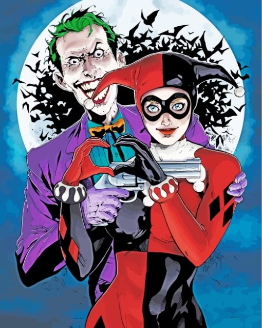 Joker And Harley Quinn Love paint by numbers