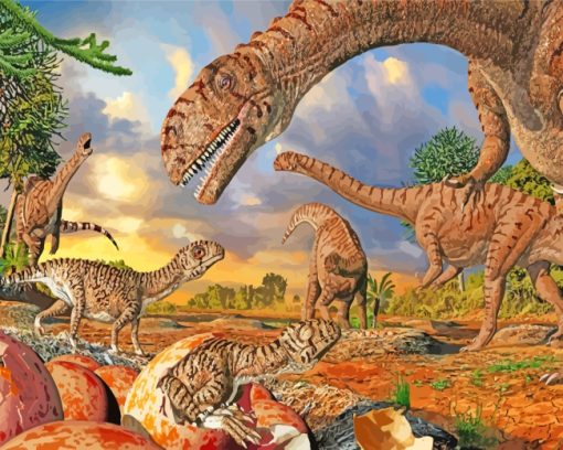 Jurassic Dinosaurs paint by numbers