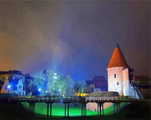 Kaunas Castle At Night paint by numbers