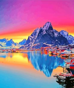 Mountain Sunset Lofoten paint by numbers