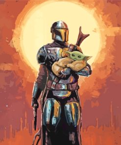 Mandalorian And Baby Yoda Art paint by numbers