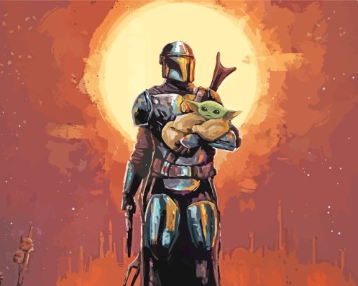 Mandalorian And Baby Yoda Art paint by numbers