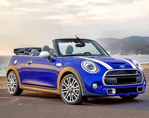 Blue Mini Cooper Car paint by numbers