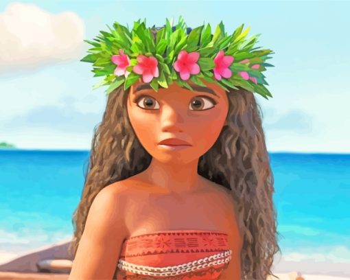 Moana Flowers Crown paint by numbers