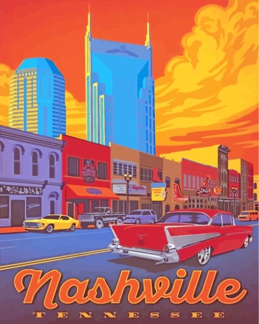 Nashville Tennessee Poster paint by numbers